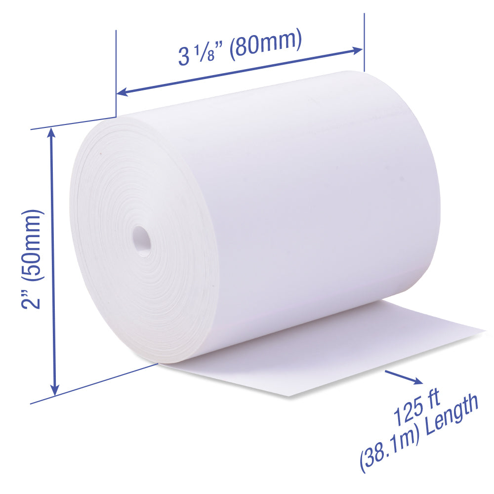 3 1/8 x 125 ft x 50mm thermal paper rolls